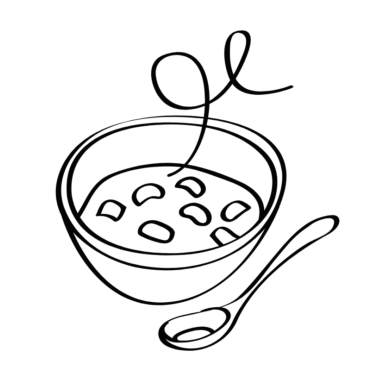 Herb, Acu, ST Images for MovingQi-3 line drawing of a soup bowl and spoon