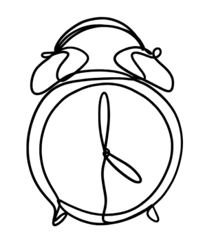 alarm clock line drawing of an analog alarm clock